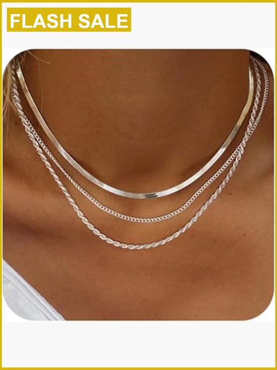 Jewelry - 3 Piece Dainty Gold Layered Necklace Set 14-18.5 Inch